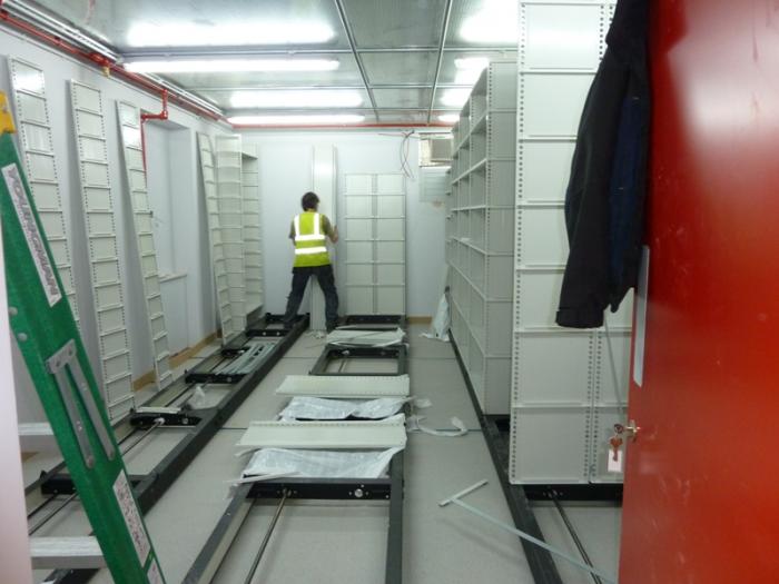 Installing mobile shelving in the strongrooms