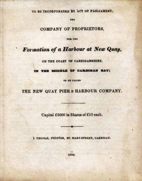 Prospectus for the New Quay Pier & Harbour Company: DB/96/2/3